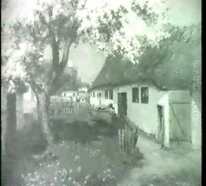 A Summer Landscape With Figures By A Cottage by Hans Andersen Brendekilde