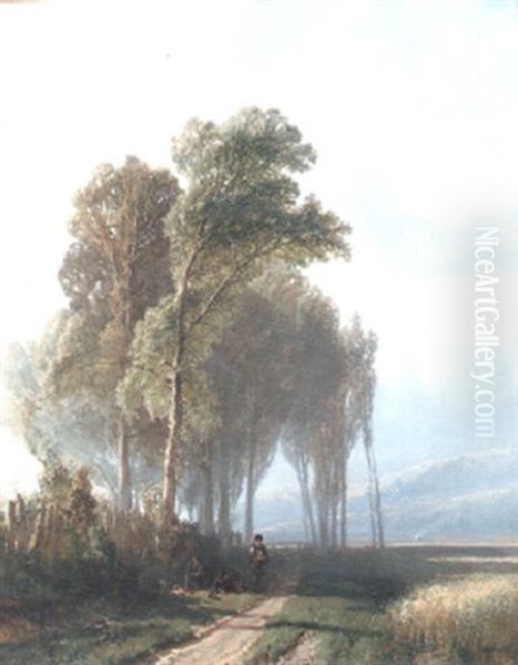 Travellers Resting By A Cornfield - view 1