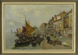 Blumenmarkt Am Hollandischen Kanal by Karl Alexander Brendel