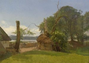 Sommerliche Idylle Auf Einem Kleinen Gehoft An Einem Flus In Danemark by Thorald Brendstrup