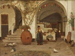 A Courtyard In Capri by Michael George Brennan