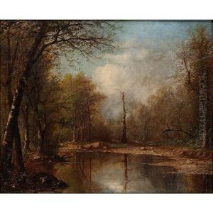 Wooded Scene With Stream by Carl Christian Brenner