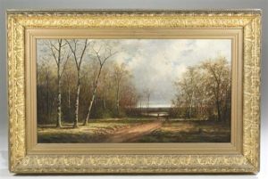 Wooded Landscape Scene by Carl Christian Brenner