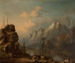 High Altitude Lake In A Mountain Landscape by Carl Christian Brenner