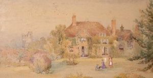 Ladies On The Lawn In Front Of The Rectory by Alkin
