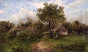 Landscape With Thatched Cottages by Carl Brennir
