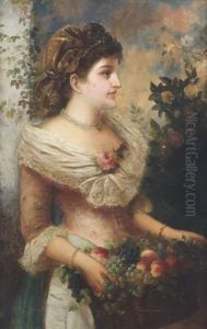 Ragazza Con Cesto Di Frutta