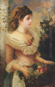 Ragazza Con Cesto Di Frutta by Franz Brentano