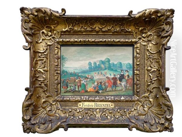 Scene Animee De Soldats Et Groupes De Personnages, Devant Une Ville Fortifiee - view 1