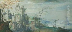 Landschaft Mit Einem Wasserschloss
