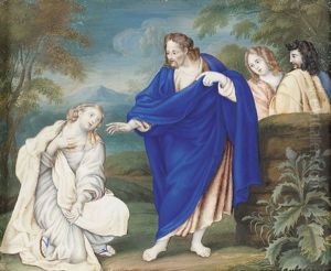 Christus Und Die Samariterin by Friedrich The Elder Brentel