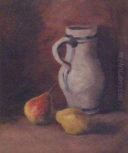 Pears With Blue And White Pitcher by Selina Elizabeth Bres