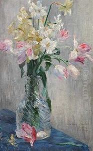 Tulipaner Og Liljer I En Glasvase by Marie Louise Catherine Breslau