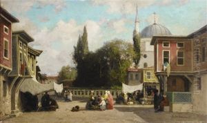 A Square In Constantinople by Germain Fabius Brest