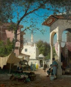 Rue Animee A Constantinople by Germain Fabius Brest
