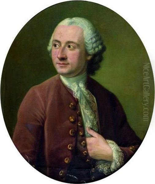 Portrait D'homme En Buste A La Veste Lie De Vin - view 1