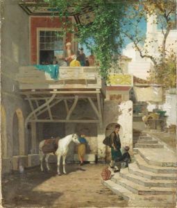 Scene De Rue Animee by Germain Fabius Brest