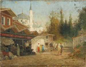 Echoppes Pres D'une Mosquee, Constantinople by Germain Fabius Brest