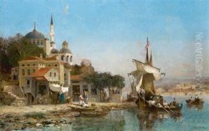 Pecheurs Sur Les Rivages Du Bosphore