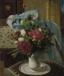Bouquet De Tulipes Et Pivoines Dans Un Interieur Ottoman