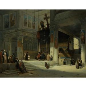Worshippers Inside An Eastern Church