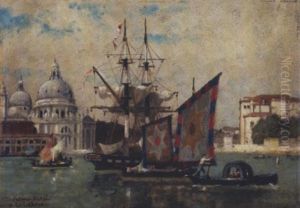 Venise, Bateau Pavoise Pres De La Salute Venise, Bateau Pavoise Pres De La Salute