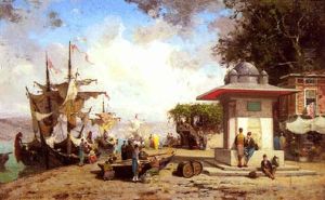 Bateaux A Quai Sur Le Bosphore