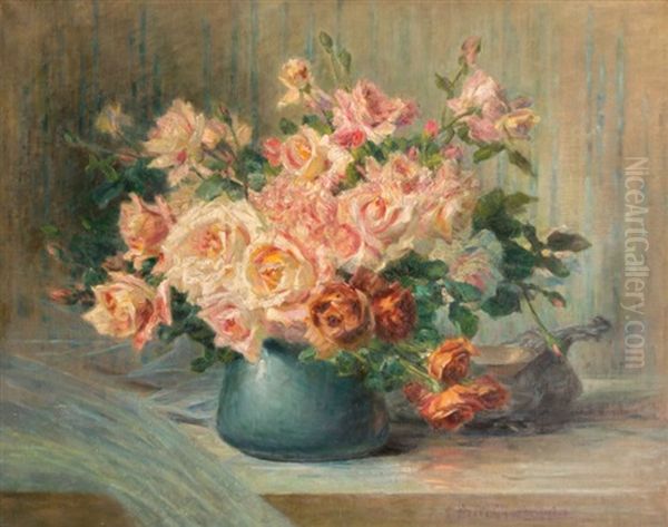 Bouquet De Roses Sur Un Entablement - view 1