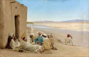 La Partie De Dames A Biskra by Georges Bretegnier