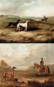 Hare Coursing Scene (+ Another, Similar; Pair) by Thomas W. Bretland