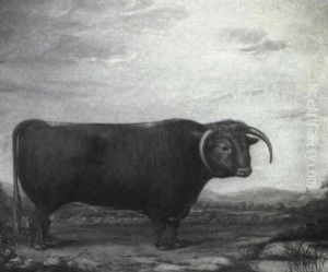 A Brown Prize Bull In A Landscape by Thomas W. Bretland
