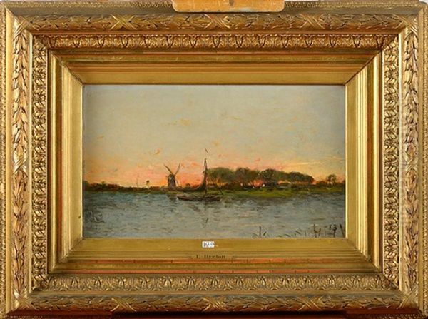 Coucher De Soleil Sur Un Paysage Lacustre Hollandais - view 1