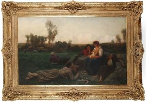 A Snowy Winter Landscape by Jules Breton