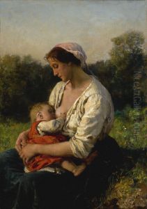 Jeune Mere Allaitant Son Enfant