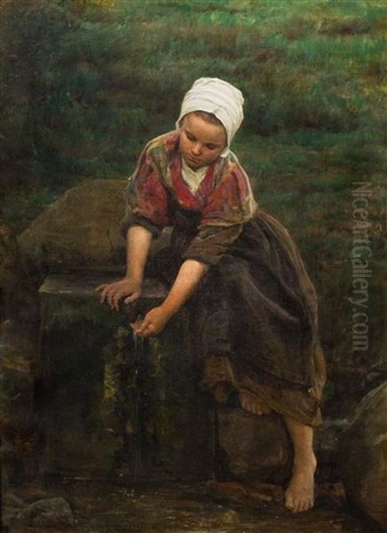 Brittany Girl At A Well - view 1