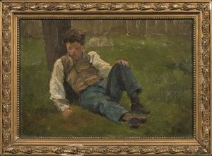 Jeune Garcon Au Pied D'un Arbre by Jules Breton