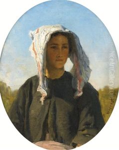 Portrait De Jeune Paysanne Bordelaise (study For Les Vendanges A Chateau-lagrange) by Jules Breton