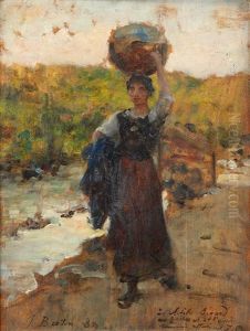 Etude Pour La Lavandiere De 1890 by Jules Breton