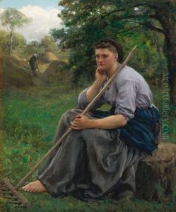 Faneuse Assise A L'oree D'un Bois (the Haymaker) by Jules Breton