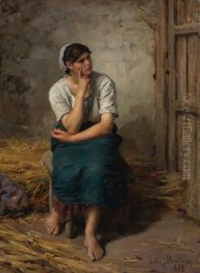 Paysanne Au Repos (peasant Girl Resting) by Jules Breton