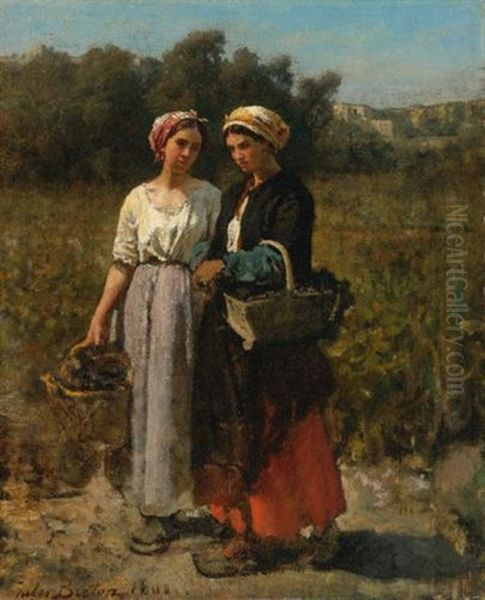 Two Young Women Picking Grapes (study For The Vintage At Chateau Lagrange) - view 1