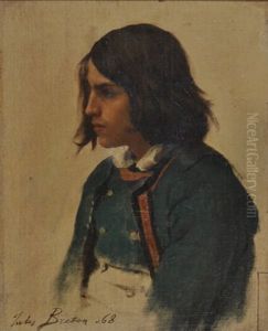 Portrait De Jeune Breton De Profil (study For Un Grand Pardon Breton) by Jules Breton