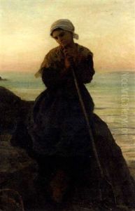 Jeune Pecheuse Bretonne, Douarnenez by Jules Breton