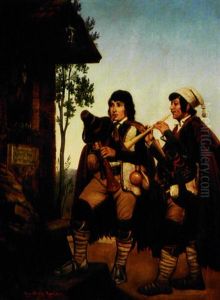 To Italienske Flojtespillere Ved Et Vejalter To Italienske Flojtespillere Ved Et Vejalter