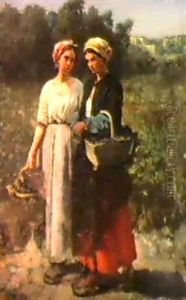 Les Vendanges A Chateau- Lagrange by Jules Breton