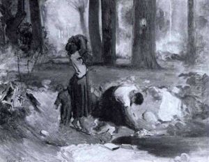 Washerwomen At A Woodland Pond by Jules Breton