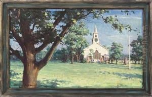 Figural Landscape With Church by Harold Matthew Brett
