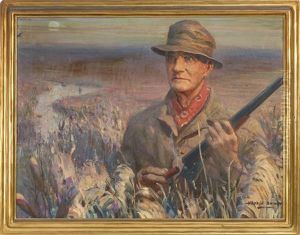 Portrait Of Hunter, Likely Leander Raymond, Holding A Recently Fired Winchester Model 21