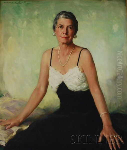 Portrait Of A Seated Woman In A Black And White Gown - view 1