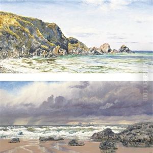 A Rocky Coast (+ A Stormy Day; Pair) by John Brett